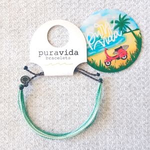 NWT Pura Vida Green Multicolor Bracelet + Sticker